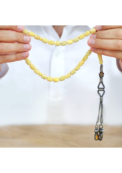 Premium Kutulu Gümüş Uzun Kazaz Püsküllü Kapsül Kesim King Seccer Sarı Beyaz Damla Kehribar Tesbih fırsatları