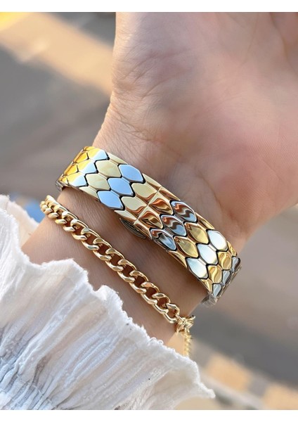 Çelik Kordon 30 mt Suya Dayanıklı Kadın Kol Saati+Bileklik BF.GF.10067.4 modelleri