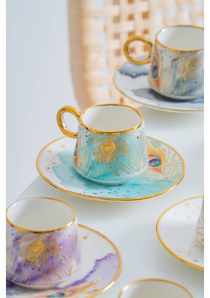 Astera 6 Kişilik Porselen Kahve Fincan Takımı - 90 ml