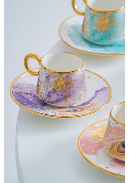 Astera 6 Kişilik Porselen Kahve Fincan Takımı - 90 ml