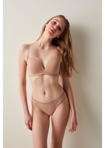 Bej Easy Pamuklu Trim Slip Külot