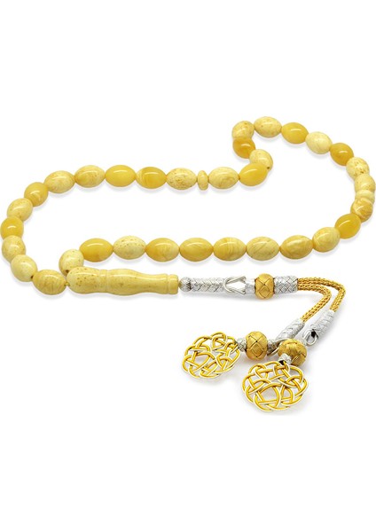 Premium Kutulu 1000 Ayar Kazaz Püskül Arpa Kesim King Seccer Sarı Beyaz Hareli Damla Kehribar Tesbih fırsatları