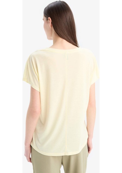 Bisiklet Yaka Baskılı Kısa Kollu Tişört E9052AX25SM