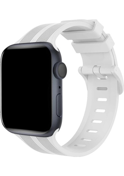 Apple Watch 38MM KR408 Çizgili Silikon Kordon - BEYAZ-(5796) - MB000X-2GAKX7