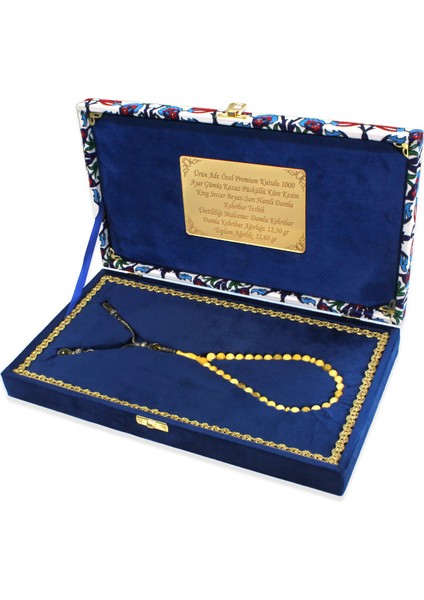 Damla Kehribar Tesbih - 1000 Ayar Gümüş Kazaz Püsküllü - King Seccer - Premium Kutulu - Küre Kesim modelleri