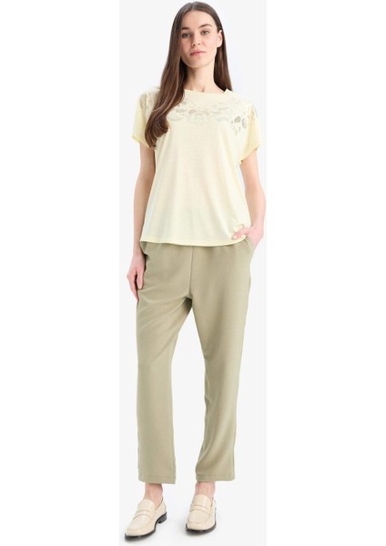 Bisiklet Yaka Baskılı Kısa Kollu Tişört E9052AX25SM