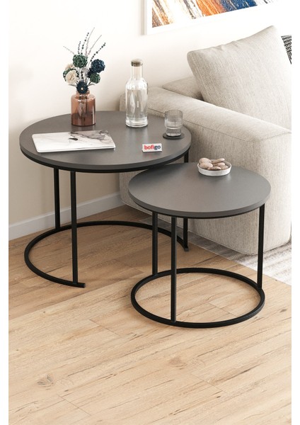 2li Orta Sehpa Zigon Sehpa Yan Sehpa Kahve Sehpası Hilal Antrasit fiyatları