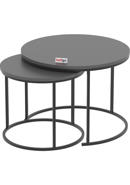 2li Orta Sehpa Zigon Sehpa Yan Sehpa Kahve Sehpası Hilal Antrasit