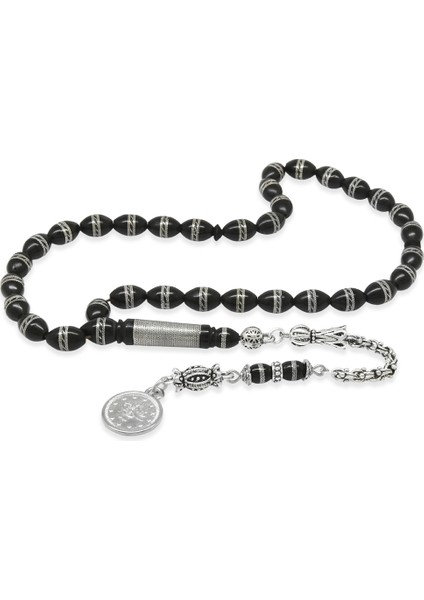 Kararmaz Metal Arnavut Zincir Püsküllü Çift Sıra Sarmal Metal Işlemeli Arpa Kesim Kuka Tesbih