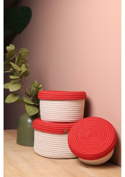 Jüt Hasır El Dokuma 3 Lü Kapaklı Sepet Takımı Organizer fiyatları