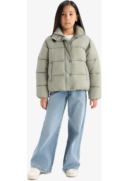 Kız Çocuk Su Geçirmez Fermuarlı Şişme Mont