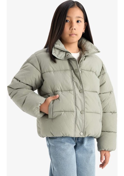 Kız Çocuk Su Geçirmez Fermuarlı Şişme Mont