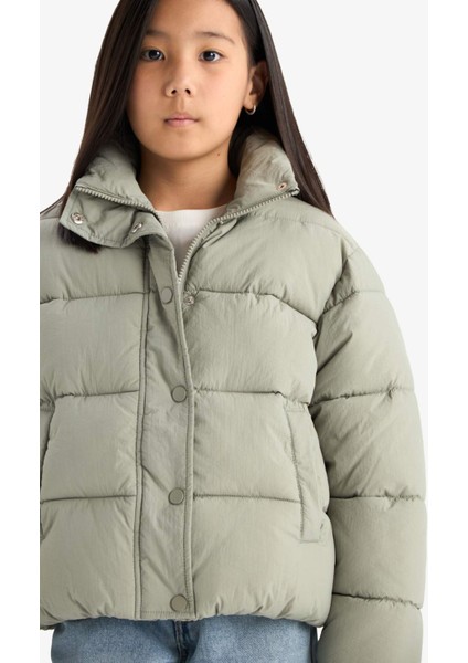 Kız Çocuk Su Geçirmez Fermuarlı Şişme Mont