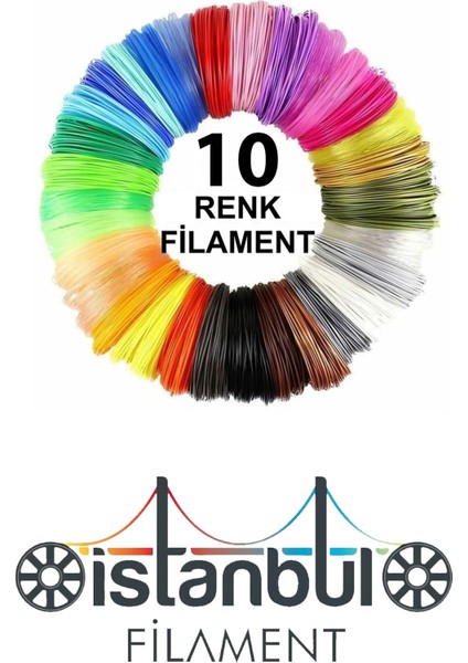 Pla 3D Kalem Yazıcı Için 10 Renk (10X1 Metre) 10 Metre Pla Filament