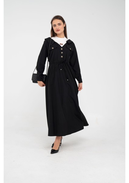 Düğmeli Bel Bağcıklı Trençkot Detaylı Elbise K1746 fiyatları