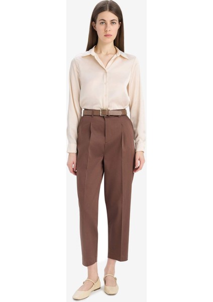 Regular Fit Saten Uzun Kollu Gömlek