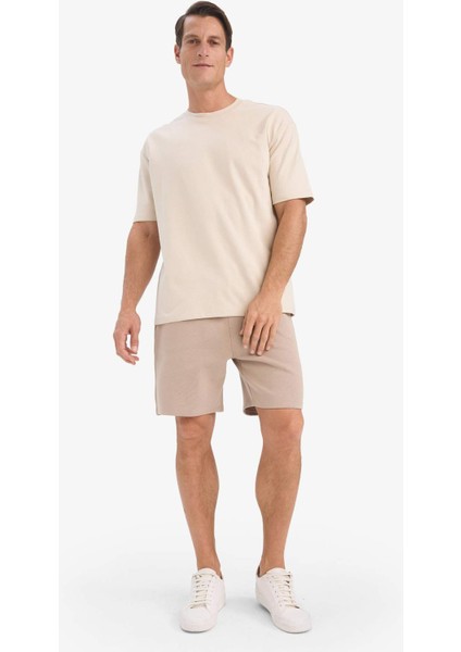 Erkek Beli Bağcıklı Cepli Basic Düz Şort E2616AX25SM