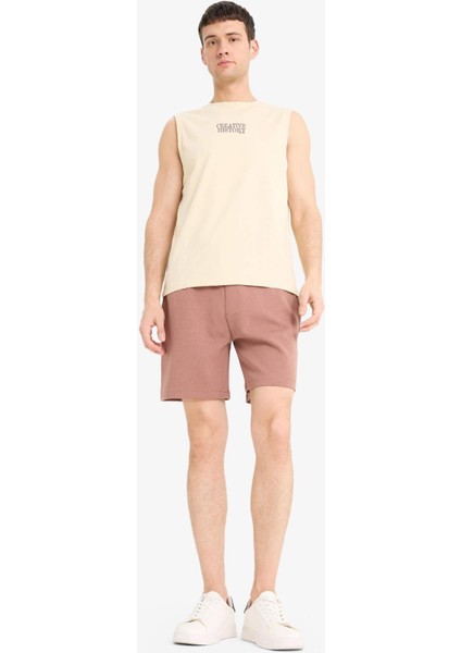 Erkek Beli Bağcıklı Cepli Basic Düz Şort