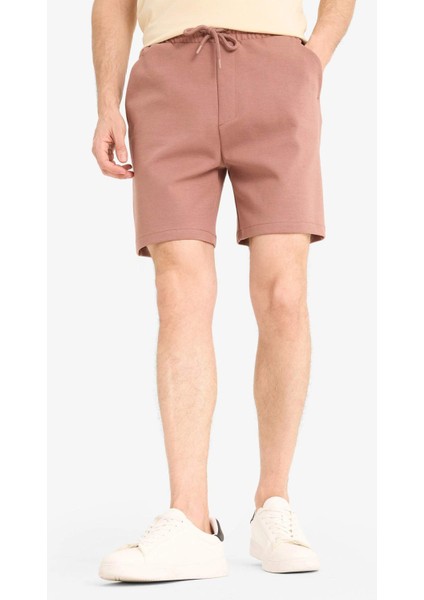 Erkek Beli Bağcıklı Cepli Basic Düz Şort