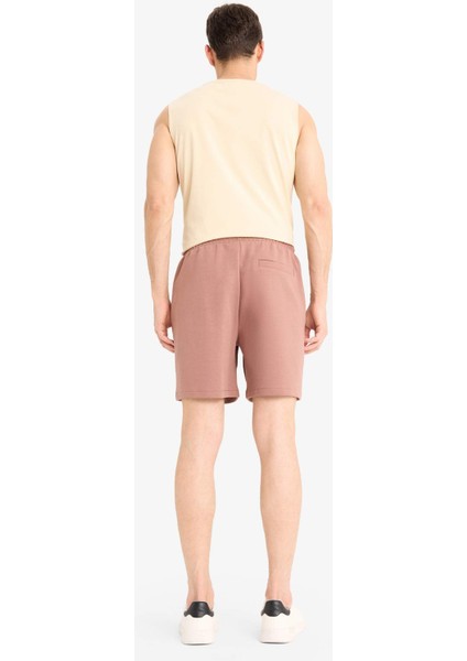 Erkek Beli Bağcıklı Cepli Basic Düz Şort