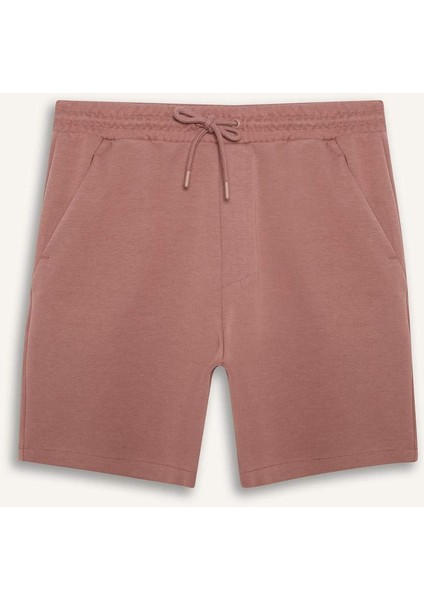Erkek Beli Bağcıklı Cepli Basic Düz Şort