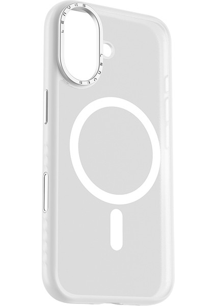 iPhone 17 Uyumlu Kılıf M-Safe Şarj Özellikli Metal Kamera Standlı Lenyes CK226 Pc Kapak Şeffaf