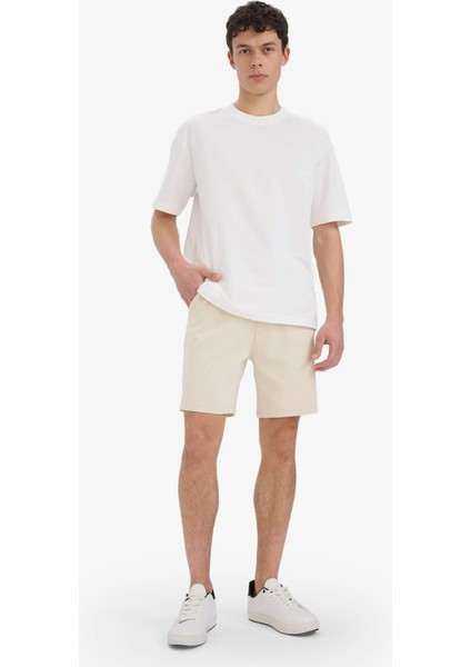 Erkek Beli Bağcıklı Cepli Basic Düz Şort