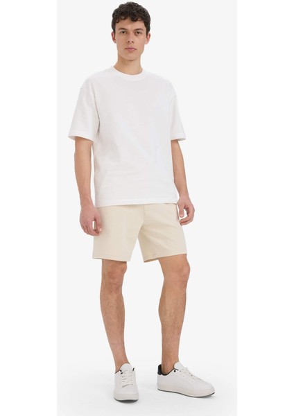 Erkek Beli Bağcıklı Cepli Basic Düz Şort