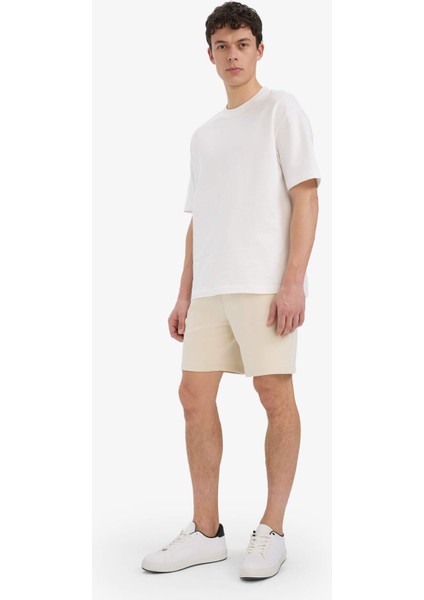 Erkek Beli Bağcıklı Cepli Basic Düz Şort