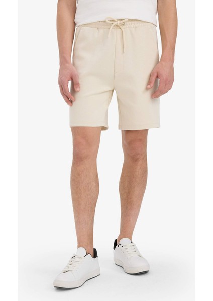 Erkek Beli Bağcıklı Cepli Basic Düz Şort