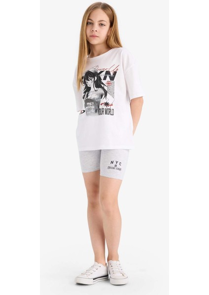 Kız Çocuk Baskılı Biker Tayt E5728A825HS