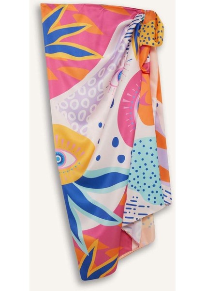 Regular Fit Desenli Saten Plaj Eteği B1443AX25HS