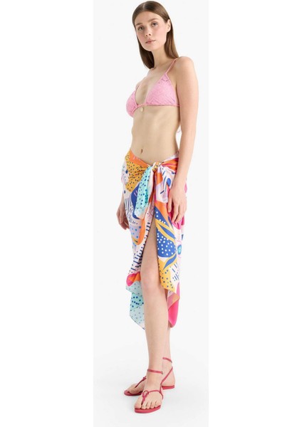 Regular Fit Desenli Saten Plaj Eteği B1443AX25HS