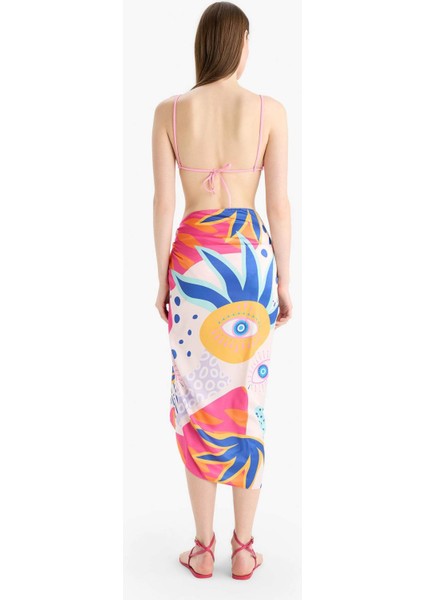 Regular Fit Desenli Saten Plaj Eteği B1443AX25HS