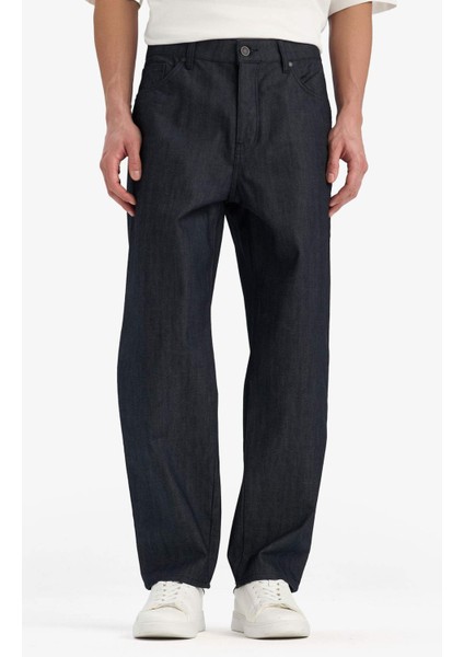 %100 Pamuk Straight Fit Yüksek Bel Geniş Paça Jean Pantolon E9339AX25SP