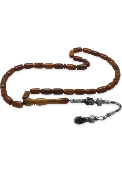 1000 Ayar Gümüş Kazaz Püsküllü Kapsül Kesim Cilalı Exclusive Renk Kuka Tesbih