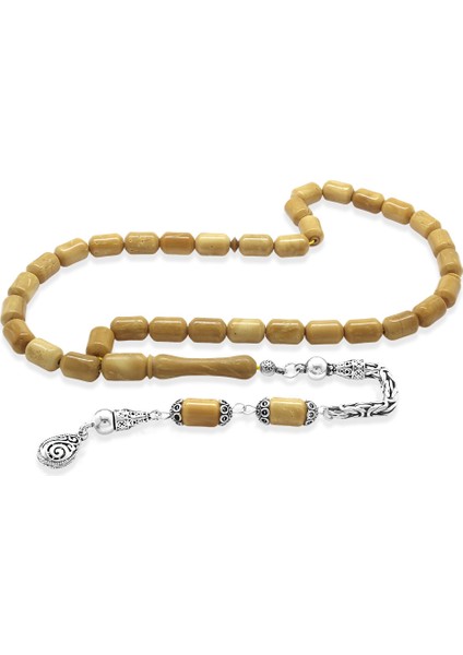 925 Ayar Gümüş Kral Zincir Püsküllü Uçlu Kapsül Kesim Exclusive Renk Kuka Tesbih