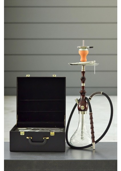 Özel Taşıma Çantalı Doğal Ahşap Gövdeli Tam Tahliye Sistemli Premium Nargile Takımı 75 Cm. modelleri