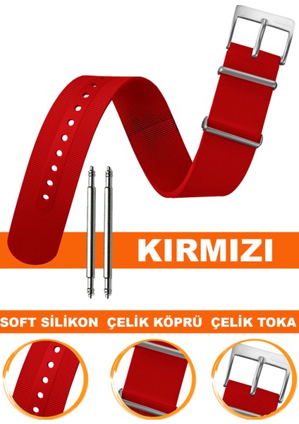 18mm-20mm-22mm-24mm saatlerle uyumlu silikon nato saat kordonu kayışı n02sn-r