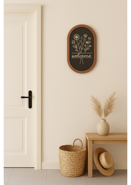 Hoş Geldiniz Kapı Süsü 24 cm | Welcome Yazılı Şık Ev Girişi Duvar Dekoru