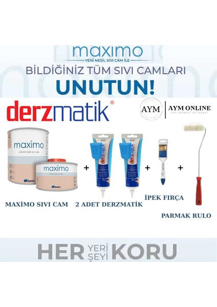 Fayans, Mermer, Seramik Onarım Seti ( 1 Adet Maximo Vernik 0,5 Lt + 2 Adet Beyaz Derzmatik + 1 Adet Stella Fırça + 1 Adet Parmak Rulo )