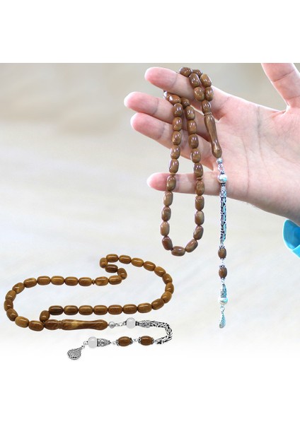 925 Ayar Gümüş Kral Zincir Püsküllü Kapsül Kesim Exclusive Renk Cilalı Kuka Tesbih fiyatları