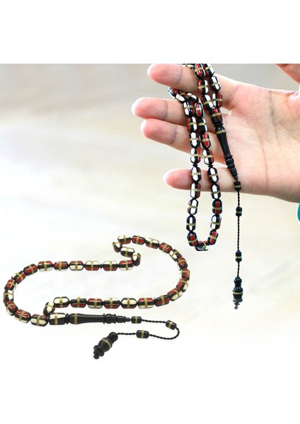 Sistemli Beyaz Kırmızı Mine Dolgulu Pirinç Sarmal Kapsül Kesim Kuka Tesbih fiyatları