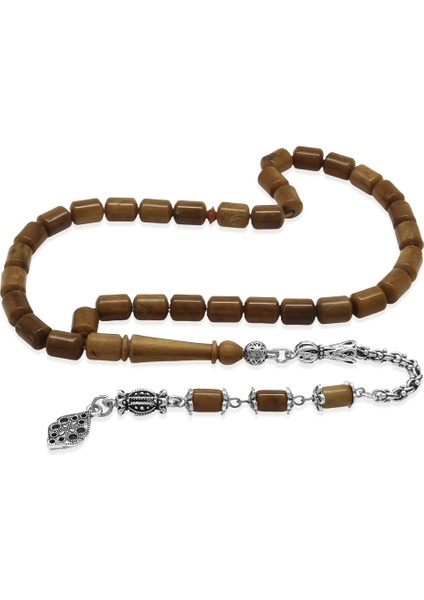 Kararmaz Metal Arnavut Zincir Püsküllü Uçlu Kapsül Kesim Kahverengi Kuka Tesbih