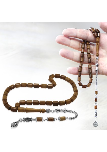 Kararmaz Metal Arnavut Zincir Püsküllü Uçlu Kapsül Kesim Kahverengi Kuka Tesbih fiyatları