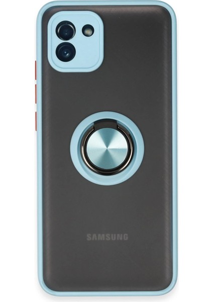Samsung Galaxy A03 Kılıf Montreal Yüzüklü Silikon Kapak - Buz MAVI-(5796) - MB000X-2GJKZ8