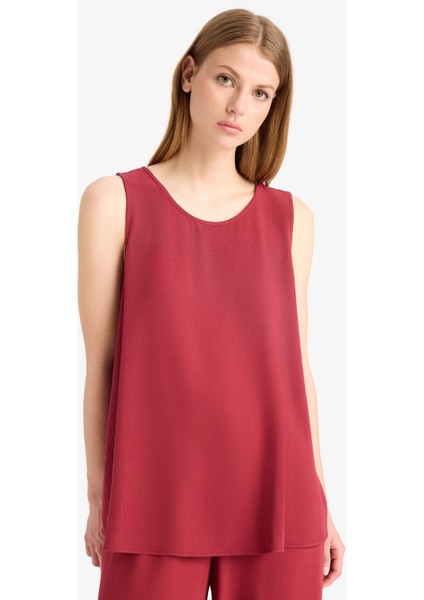 Regular Fit Yuvarlak Yaka Kolsuz Plaj Üstü D9762AX25SM