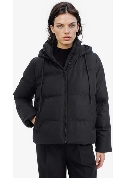 Standart Fit Kapüşonlu Fermuarlı Cepli Şişme Mont E9592AX25SP