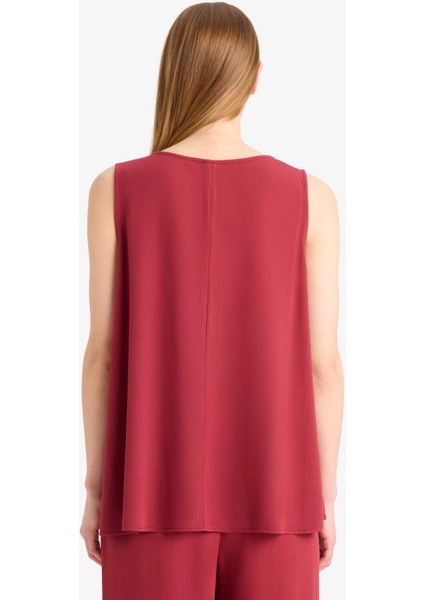 Regular Fit Yuvarlak Yaka Kolsuz Plaj Üstü D9762AX25SM