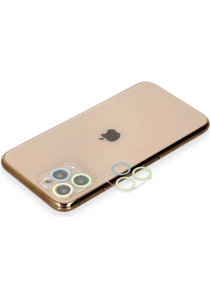 iPhone 11 Pro Renkli Kamera Lens Koruma Cam - YEŞIL-SARI-(5796) - MB000X-2G64I2